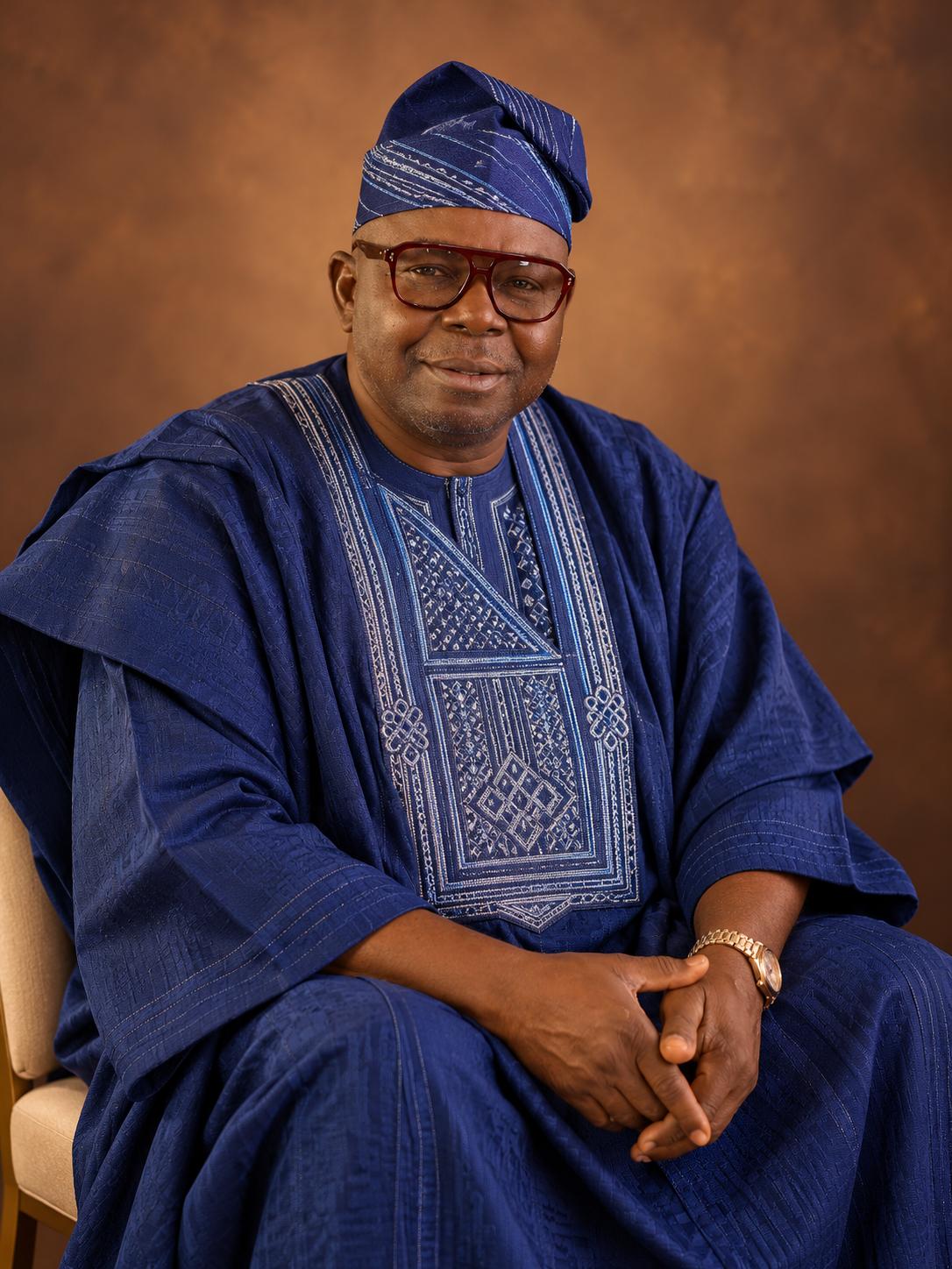 Portrait of the birthday celebrant in blue traditional attire